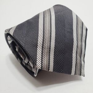 Foggia Necktie Gray Stripe Pattern Men's Silk Neck Tie Jacquard Fabric